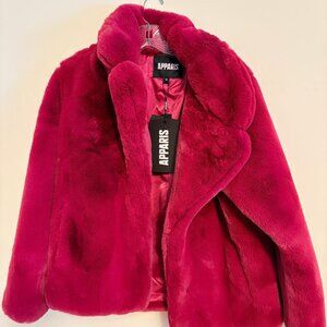 Apparis Fuchsia pink short faux fur jacket size M